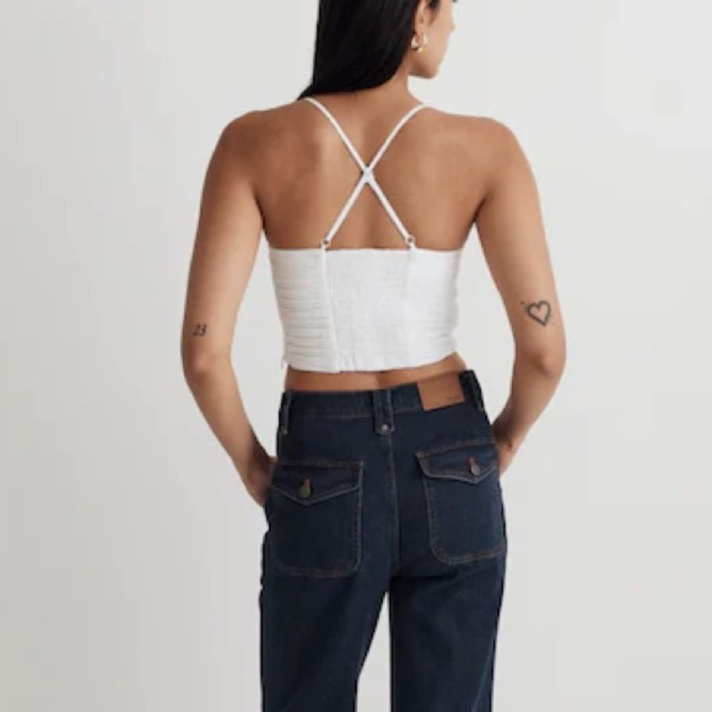 Madewell Poplin Crop Tube Top NWT in Eyelet White - Picture 7 of 7